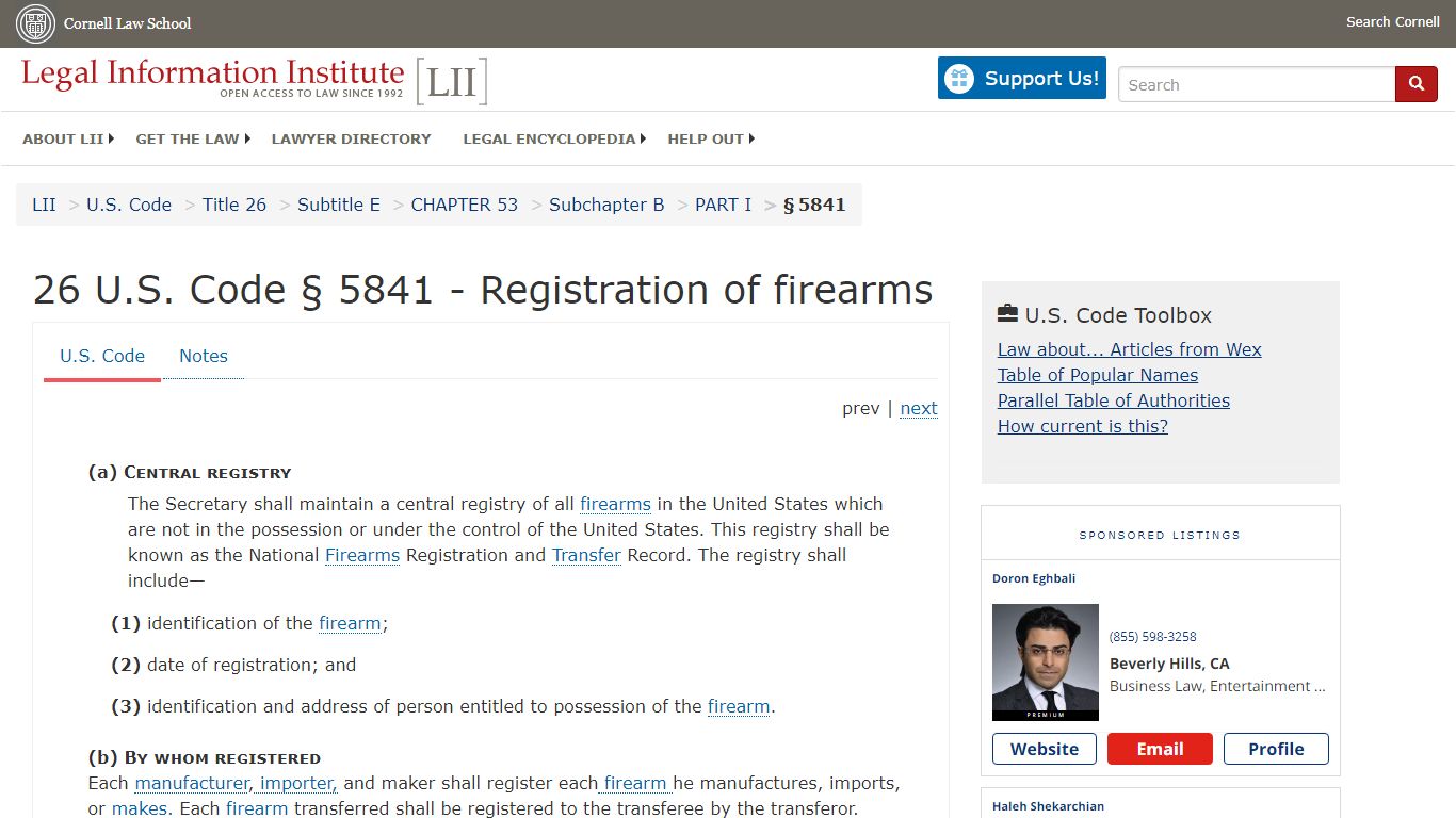 26 U.S. Code § 5841 - Registration of firearms | U.S. Code | US Law ...